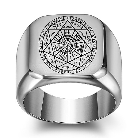 The Seven-Pointed Star Pattern 304 Stainless Steel Finger Rings FS-WGB7142-09-1