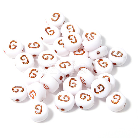 100Pcs Plating Opaque White Acrylic Beads FIND-PW0024-36E-1