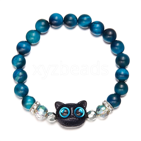 Sweet and Cool Little Cat Gemstone and Resin Beads Bracelets PW-WG1E03D-03-1