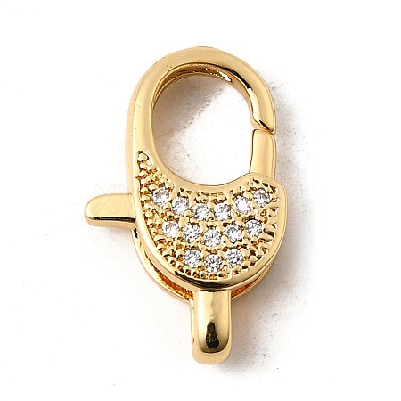 Brass Clear Cubic Zirconia Lobster Claw Clasps KK-Z078-45A-G-1