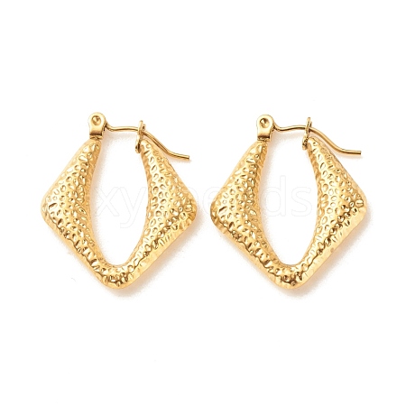 Ion Plating(IP) 304 Stainless Steel Chunky Rhombus Hoop Earrings for Women EJEW-K242-01G-1