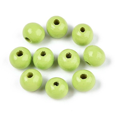Spray Painted Round Natural Schima Wood Beads WOOD-A018-8mm-19-1