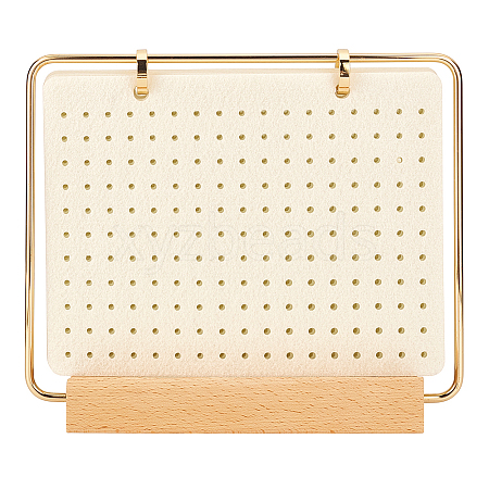 Iron Felt Enamel Pin Display Pages with Wooden Base ODIS-WH0007-77-1