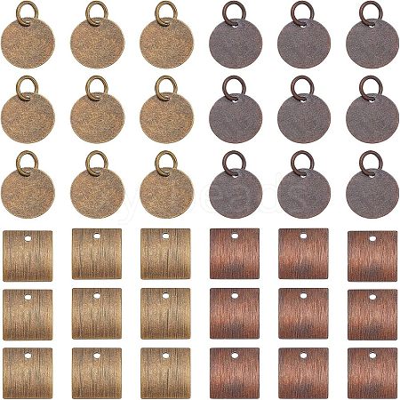 SUPERFINDINGS 96Pcs 4 Style Brass Blank Tag Slice Charms Pendants KK-FH0002-58-1