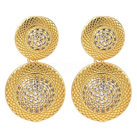 Rack Plating Brass Pave Clear Cubic Zirconia Stud Earrings EJEW-S245-02G-1