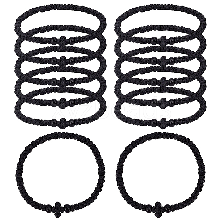 12Pcs Adjustable Polyester Braided Bead Bracelets for Men Women BJEW-HY0002-70B-1