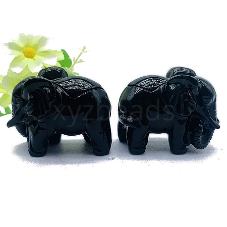 Natural Obsidian Elephant Display Decoration PW-WG3551A-05-1