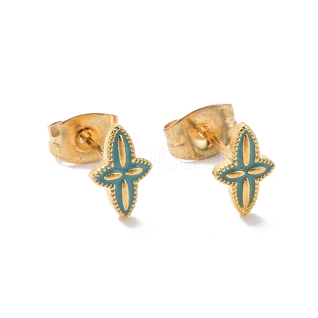 Enamel Star Stud Earrings with 316L Surgical Stainless Steel Pins EJEW-P204-01G-01-1