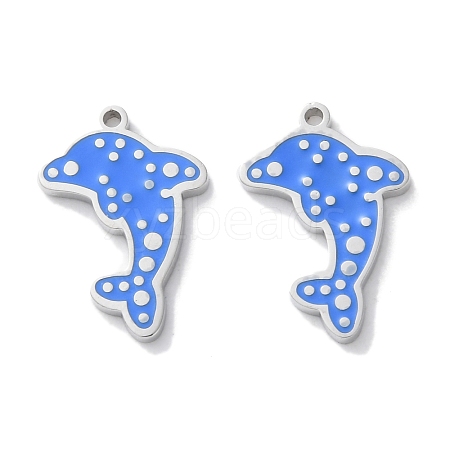 304 Stainless Steel Enamel Pendants STAS-M102-12A-P-1