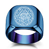 The Seven-Pointed Star Pattern 304 Stainless Steel Finger Rings FS-WGB7142-02-1