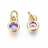 Brass with Single Cubic Zirconia Charms ZIRC-F095-03G-05-2