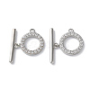 Rack Plating Brass Micro Pave Clear Cubic Zirconia Toggle Clasps KK-M272-11P-1