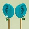 Brass Micro Pave Clear Cubic Zirconia Stud Earring Findings KK-Z099-02G-04-2