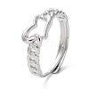 Non-Tarnish 304 Stainless Steel Hollow Heart Adjustable Rings RJEW-D006-19P-1