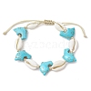 Summer Cowrie Shell & Synthetic Turquoise Braided Bead Bracelets BJEW-JB10370-1