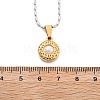 304 Stainless Steel & Plastic Imitation Pearl Flat Round Pendant Necklaces for Women NJEW-S439-05GP-5