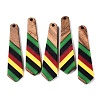 Jamaican Colour Epoxy Resin & Walnut Wood Pendants RESI-N039-122H-1