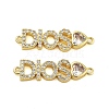 Rack Plating Brass Micro Pave Clear Cubic Zirconia DIOS Links Connector Charms KK-S379-23G-1