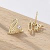 Brass Clear Cubic Zirconia Stud Earrings EJEW-Q014-10G-5