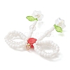 Glass Seed Beaded Bowknot & Flower Pendants PALLOY-MZ01220-02-4