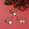 3Pcs 3 Style Christmas Tree & Santa Claus & Snowflake & Word Noel Enamel Safety Pin Brooches JEWB-TA00013-2