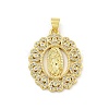 Virgin Mary Theme Rack Plating Brass Micro Pave Cubic Zirconia Pendants KK-G513-41G-1