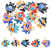 10Pcs 5 Colors Hand Painted Fish Porcelain Pendants. with Iron Loops PALLOY-HS00025-1