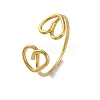 Heart 304 Stainless Steel Open Cuff Rings for Women RJEW-F174-07G-2