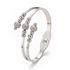 201 Stainless Steel Ball Beaded Open Bangle BJEW-G648-05P-3