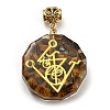 Natural Tiger Eye European Dangle Polygon Charms PALLOY-K012-01F-03-1