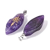 Natural Amethyst Gold Sun Pattern Pendants G-L524-14P-05-2