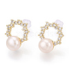 Natural Pearl Ring Stud Earrings PEAR-N020-06P-3