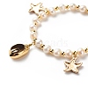 Natural Shell & Alloy Enamel Starfish Charms Bracelet BJEW-JB08636-6