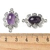 Natural Amethyst Faceted Oval Connector Charms G-G181-06P-03-3