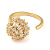 Brass Micro Pave Cubic Zirconia Open Finger Ring RJEW-C069-10G-2