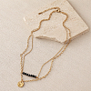 304 Stainless Steel Textured Coin Pendant Double Layer Necklaces VK6399-7-1