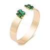 Brass Pave Green Glass Open Cuff Bangles for Women BJEW-S147-15G-A-1