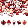 Beadthoven 100Pcs 5 Style Christmas Themed Dyed Natural Wooden Beads WOOD-BT0001-07-20