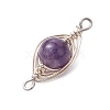 Copper Wire Wrapped Natural Gemstone Connector Charms PALLOY-JF02915-4