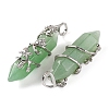 Natural Green Aventurine Double Terminal Pointed Pendants G-C144-03P-10-2