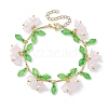 Flower Glass & Acrylic Charm Bracelets BJEW-JB10443-04-1