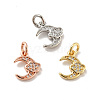 Moon with Cloud Brass Micro Pave Clear Cubic Zirconia Charms KK-G425-18-1