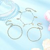 Round ABS Imitation Pearl Beaded Chains & 304 Stainless Steel Cable Chains Stackable Bracelets for Women BJEW-JB12452-01-1