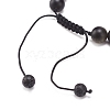 Natural Golden Sheen Obsidian & Mixed Stone Round Braided Bead Bracelet for Women BJEW-JB08384-02-5