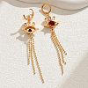 Fashionable Classic Brass Cubic Zirconia Eye Tassel Hoop Earrings MP5699-3