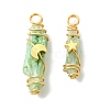 2Pcs Electroplated Natural Quartz Crystal Dyed Copper Wire Wrapped Pendants PALLOY-JF03172-01-1