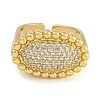 Oval Brass Micro Pave Cubic Zirconia Cuff Rings RJEW-P127-10G-2