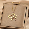304 Stainless Steel Heart Initial Pendant Necklaces for Women Men FS-WG51A4F-08-1