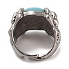 Round Synthetic Turquoise Adjustable Rings RJEW-B107-02AS-4
