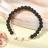 Natural Lava Rock Round Beaded Bracelets BJEW-JB09877-01-2